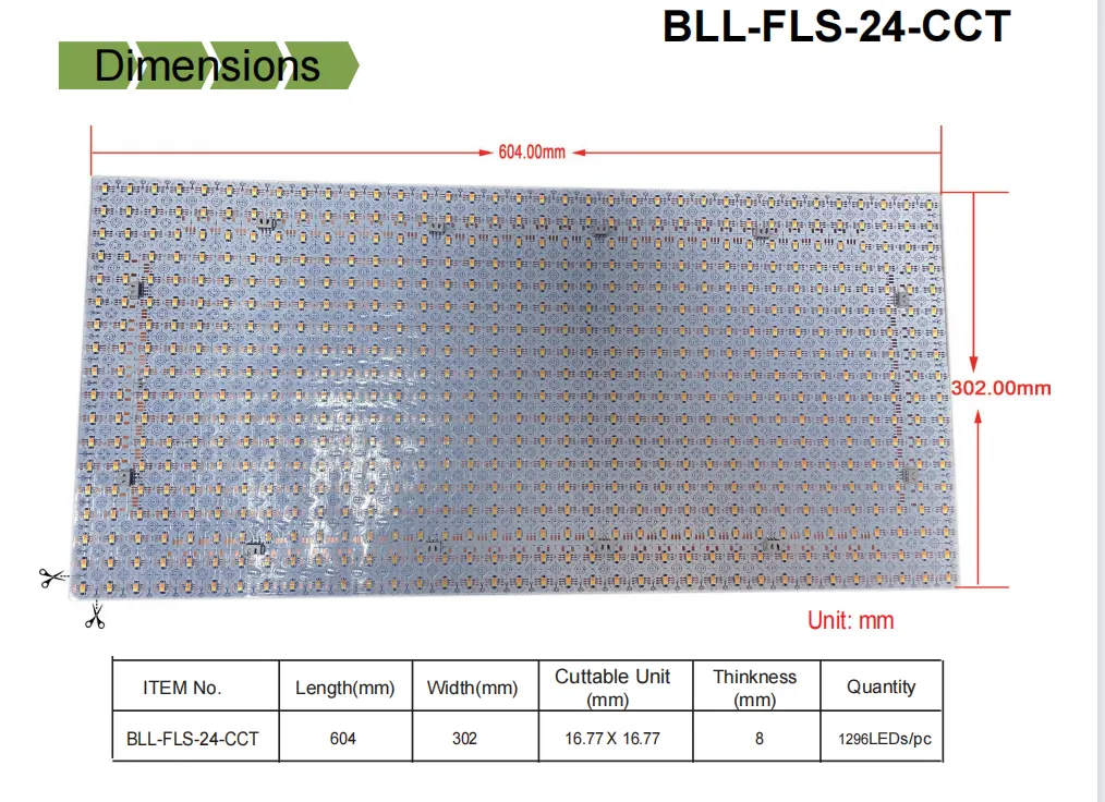 広告バックライト照明用のカット可能なデュアルカラー283524V1296LEDフレキシブルLEDシートライト