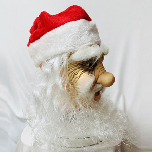 Neueste Weihnachts mann Hut Latex Maske Weihnachts kostüm Weißer Bart Weihnachten Kopf bedeckung Halloween Party Performance Prop Masken - Product Image 2