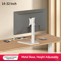 Support d'écran unique, support de moniteur de bureau, bras de moniteur de bureau pour écran jusqu'à 14-32 pouces, hauteur réglable 266 mm