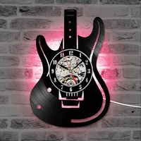 Lampe murale lumineuse LED Illusion veilleuse télécommande 12 pouces guitare disque vinyle conception horloge murale horloge décorative
