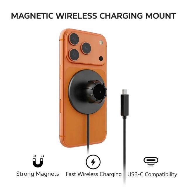 Factory Supply 25W Car Mount Wireless Charger Holder Microphone Support Aluminium Alloy Strong Magnetic Fast Charging Durable