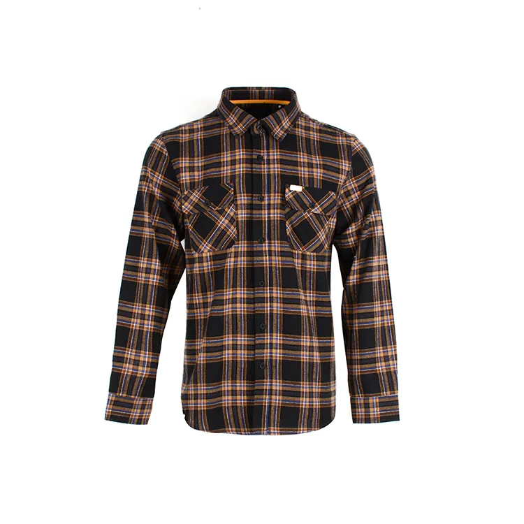 Wholesale comfortable vintage loose fit mens trendy plain plaid flannel shirt for autumn