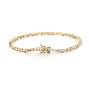 Bracelet tennis en or jaune et diamants, taille brillant rond, sertissage en canal, bijou classique pour femme, à porter au quotidien - Product Image 1
