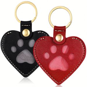 Cute Heart Pu Leather Hair Keepsake Keychain Dog Cat Fur Storage Keyring Pet Lover <b>Memorial</b> <b>Gift</b> Bag Purse Charms Decor - Product Image 1
