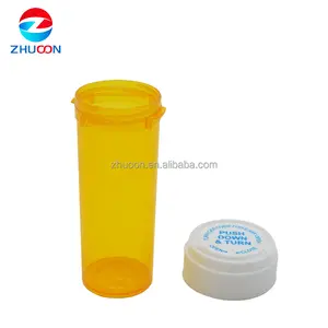 16Dr yellow Customize Child Resistant Closures Plastic Medicine Pill Prescription Bottles Vials Containers