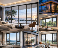 Ventanas Modernas de Aluminio para Villa, Ventanas Abatibles Resistentes al Viento, Ventanas de Vidrio Antioxidantes Personalizadas