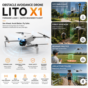 โดรน Lito X1 หลบหลีกสิ่งกีดขวางด้วย LiDAR มองเห็นรอบทิศทาง เหมาะสำหรับผู้เริ่มต้น บินปลอดภัย ชุดคอมโบสำหรับสร้างสรรค์การบินกลางแจ้ง - Product Image 1