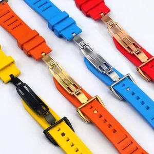 CAOWTAN 18mm 20mm 22mm RM fermoir <span class=keywords><strong>boucle</strong></span> pour Samsung Galaxy Watch 3 4 5 Pro pour HUWAWEI GT2 3 Pro bracelet en caoutchouc <span class=keywords><strong>boucle</strong></span> papillon - Product Image 6