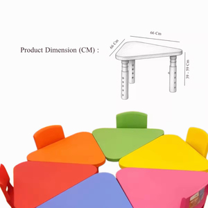 Triangle Kids Plastic Table and <b>Chairs</b> Set Toddler Home Furniture Lightweight Durable Playroom <b>Study</b> Dining - Product Image 2