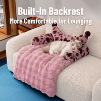 Lit pour animaux de compagnie en peluche à imprimé léopard chaud pour chats - Doux, confortable, antidérapant, durable, design amovible, endroit douillet pour l'hiver, intérieur/extérieur