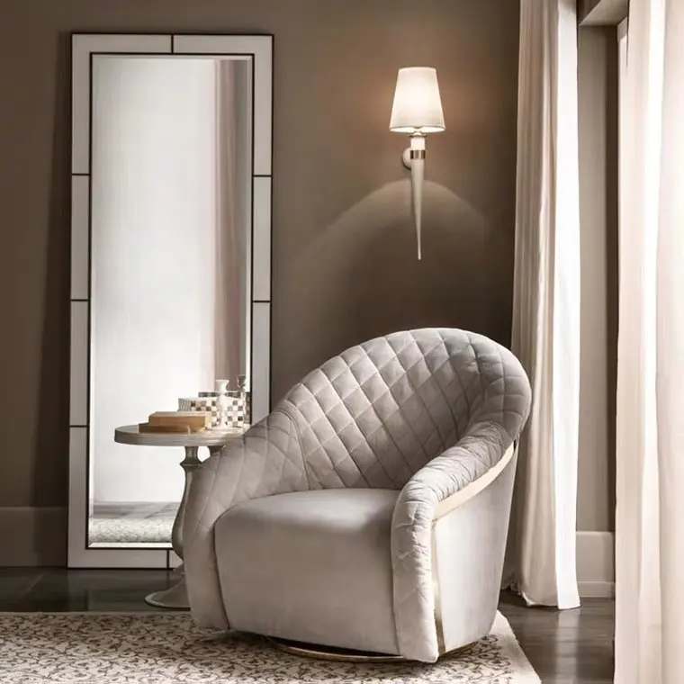 Cadeira moderna confortável para sala de estar, cadeira de lazer de luxo em tecido único, moderna, criativa e lazer
