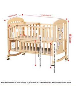 Cama Convertible 6 en 1 de Bambú No Tóxico para Niños, Cama de Juego, Mueble de Guardería, Mesa, Cambiador, Almacenamiento Seguro para Bebés - Product Image 6
