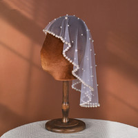 ROMANTIC Nouvelle Mode Luxe Coiffe Femme Perles Voile de Mariage Cage à Oiseaux