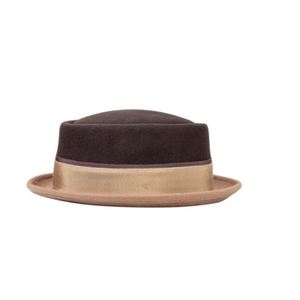 CL92204 Vente en gros Nouvelle mode Chapeau haut de forme unisexe en feutre 100% laine bicolore avec bord gaufré - Product Image 1