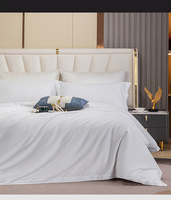 Parure de lit d'hôtel en coton satiné, drap blanc, housse de couette, ensemble de literie pour hôtel étoilé et B&B