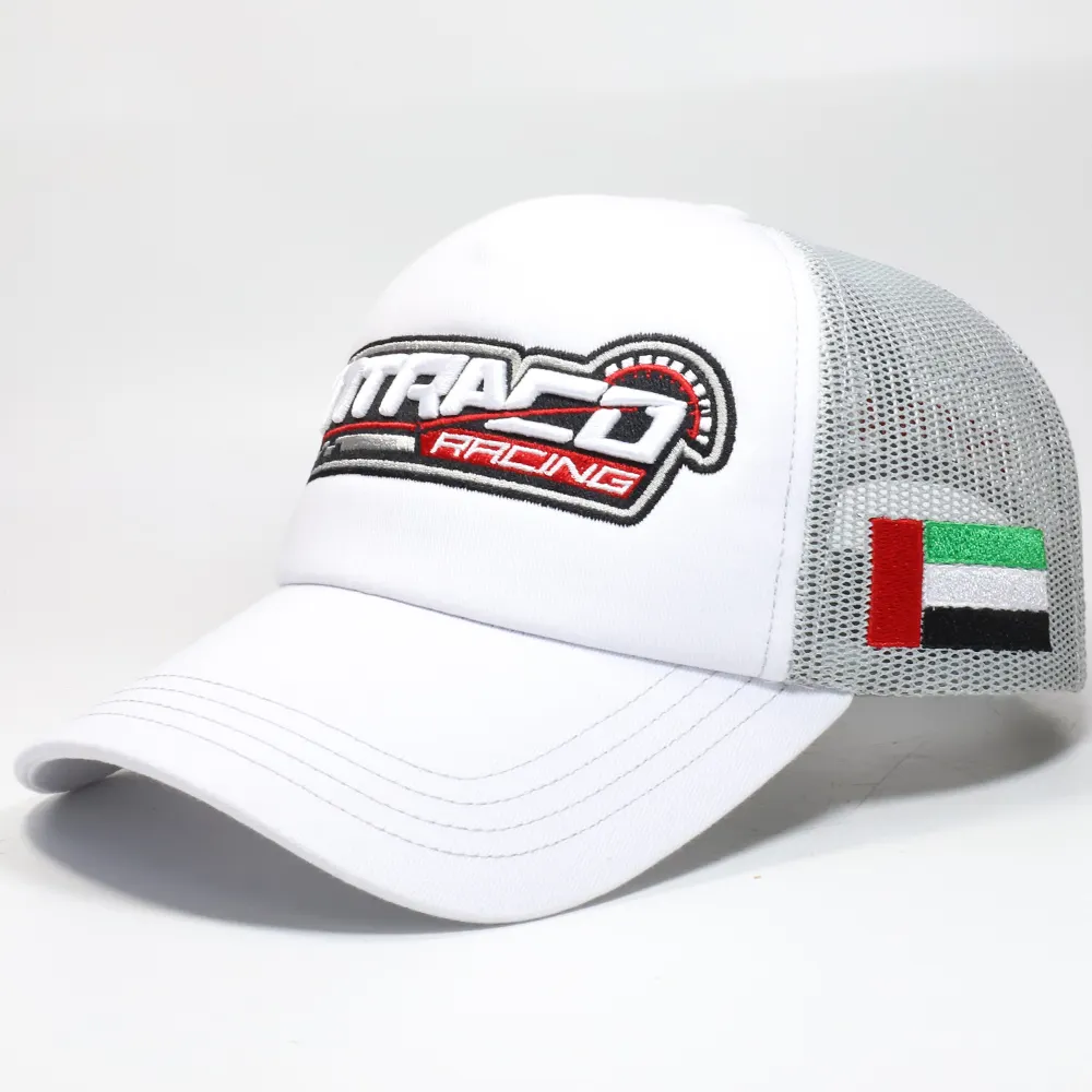 Custom Made yüksek kalite erkekler UAE Dubai tarzı Gorras kapaklar yetişkin köpük örgü beyaz kamyon şoförü şapkaları