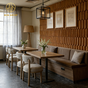 Modern Customized Square Wooden Tables with Shearling Upholstery Chairs with Booth Seating for Coffee Shop <strong>Restaurant</strong> Furniture - Product Image 1