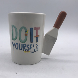 Hand Made <b>Ceramic</b> <b>Mug</b> With Trowel Handle Letter Print Novelty Design For Gift And Giveaways 8.4cm 11cm - Product Image 1