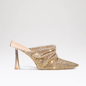 2024 Tùy Chỉnh Bling Bling Vàng Rhinestone Trên Gót Của Phụ Nữ Buổi Tối Đảng Sang Trọng Stiletto Gót Dép Dép Bơm - Product Image 5