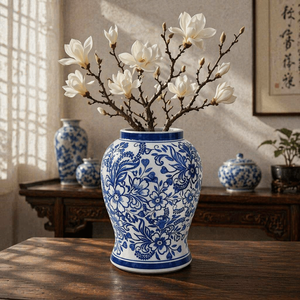 <span class=keywords><strong>Vase</strong></span> en <span class=keywords><strong>porcelaine</strong></span> bleue et <span class=keywords><strong>blanche</strong></span> de style zen chinois ARM LVG, artisanal, peinture vintage florale, décoration orientale pour la maison, <span class=keywords><strong>vase</strong></span> en céramique, grès - Product Image 3