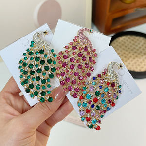 Abartılı büyük kristal kuş yaka iğneler kadınlar için renk Rhinestones tavuskuşu broş <span class=keywords><strong>Pin</strong></span> düğün - Product Image 2