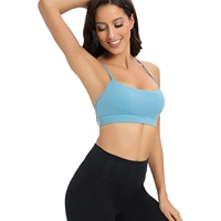 Soutien-gorge de sport Y Strap à maintien moyen, push-up, respirant, séchage rapide, bretelles croisées, antichoc, pour le yoga et l'entraînement en salle de sport