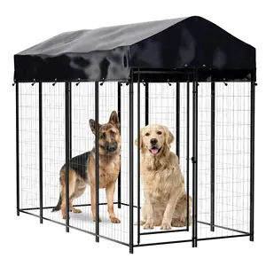 Dog Kennel Outdoor for Large Dog Heavy Duty Dog Fence Cage Waterproof 8 X 4 X 6ft Black Animal Plastic Tray for Pet Cage Push-up
