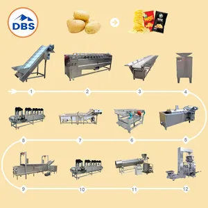 Industrial Commercial Fully Automatic Frier Lays Fresh Potato Chips Production Line