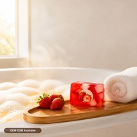 Savon artisanal à la fraise en gros, visage et corps, huile essentielle de fruits, éclat lumineux, soin doux, tous types de peau, OEM 200g