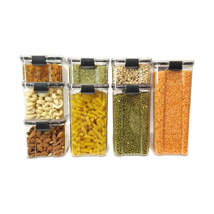 Nhà bếp tổ chức kín lon vuông Jar rõ ràng Stackable Hộp nhựa kín thực phẩm lưu trữ <span class=keywords><strong>container</strong></span> Set cho ngũ cốc bột đường - Product Image 1