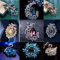 Broche Cœur en Strass Cristal Lune Raffinée Unisexe Élégante Simple Toutes Saisons pour Mariages Pulls Automne Hiver