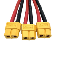 Kabel Kawat PVC XT60 Splitter Y 3 Arah Pria Wanita 14AWG Konduktor Tembaga Murni Panjang 100mm untuk Baterai RC Elektronik