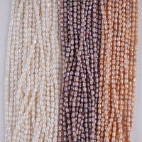 Perles de culture en forme de riz 4-5mm, perles nues filetées, perles d'eau douce roses pour la fabrication de bijoux, promotion en gros