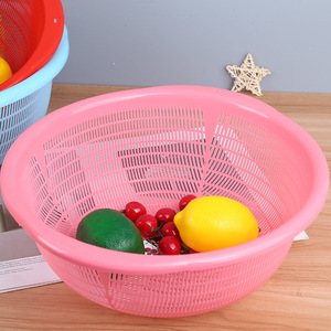 Cesta redonda de plástico para lavar verduras con tapa, cesta de drenaje a prueba de insectos para almacenamiento de frutas y verduras - Product Image 1