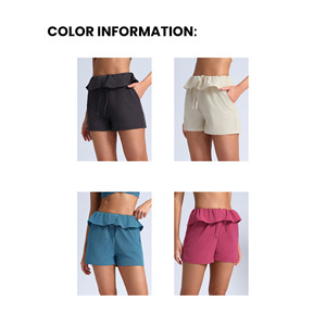 Shorts de Yoga con <span class=keywords><strong>Cintura</strong></span> Alta y Bolsillos Laterales, Diseño con Volantes en el Bajo, Leggings <span class=keywords><strong>Deportivos</strong></span> Cómodos con Cordón Ajustable - Product Image 5