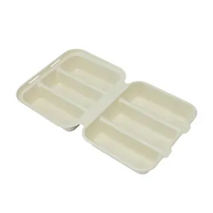 Biodegradable Custom Disposable Takeaway Taco Clamshell Sugarcane Bagasse Togo Tacos Boxes