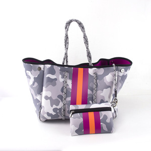 Borsa da Spiaggia Donna Grande Capacità in Neoprene Traforato, Borsa a Mano Casual Estiva per <span class=keywords><strong>Mare</strong></span>, Borsa Tote da Spiaggia in Neoprene di Tendenza - Product Image 3