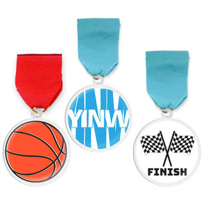 Toptan çin ucuz süblimasyon baskılı Logo plastik spor madalyonlar akrilik ödül madalyaları ve kurdeleler çalışan - Product Image 6