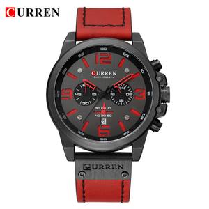 นาฬิกาควอตซ์ CURREN 8314 สีแดงสุดฮิตสำหรับผู้ชาย สายหนังแท้ พร้อมฟังก์ชั่นโครโนมิเตอร์ 24 ชั่วโมง แสดงวันที่ เหมาะสำหรับกิจกรรมกลางแจ้ง - Product Image 1