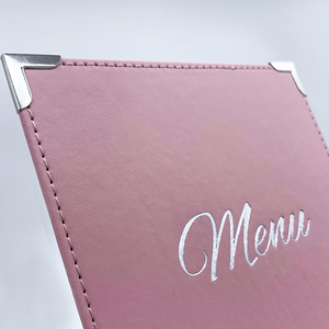 Cubierta de Menú de Cuero Rosa para Restaurante, Diseño de Menú Personalizado, Porta Menús de Una Sola Página - Product Image 5