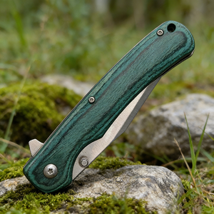 มีดพับเหล็กกล้าคาร์บอนสูง EDC สำหรับยุทธวิธี ด้ามไม้ สำหรับตั้งแคมป์ กิจกรรมกลางแจ้ง เอาตัวรอด มีดพกพา OEM พร้อมคลิปหนีบเข็มขัด - Product Image 5