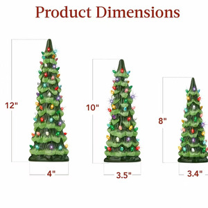 Ceramic Christmas Tree <b>Lights</b> Set Of 3 Warm Colors Battery Operated <b>Light</b> Up Decorations For Holiday Display - Product Image 3