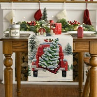 Chemin de table de Noël en polyester brodé floral personnalisable, style américain, best-seller transfrontalier