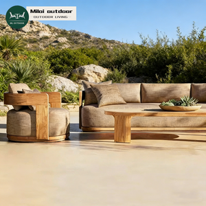Conjunto de Sofás de Madera de Teca para Exteriores de Estilo Moderno, Sofás de Lujo para Jardín, Patio, <span class=keywords><strong>Villa</strong></span>, Hotel, Terraza, Muebles de Patio - Product Image 1