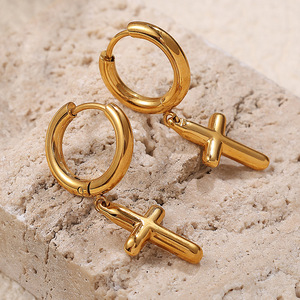 Boucles d'oreilles croisées en alliage de zinc doré, style punk, bijoux de mode pour hommes et femmes EH875 - Product Image 3