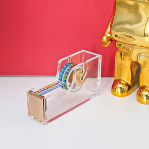 Organizador de Escritorio Rectangular de Acrílico Transparente, Porta Cintas Adhesivas Creativo, Cortador de Cintas, Soporte de Mesa, Almacenamiento de Oficina de Plástico - Product Image 1