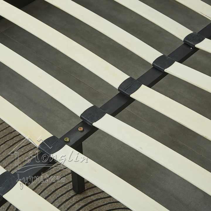 Factory Custom OEM/ODM Soft Black PU Leather Upholstered Bed Modern