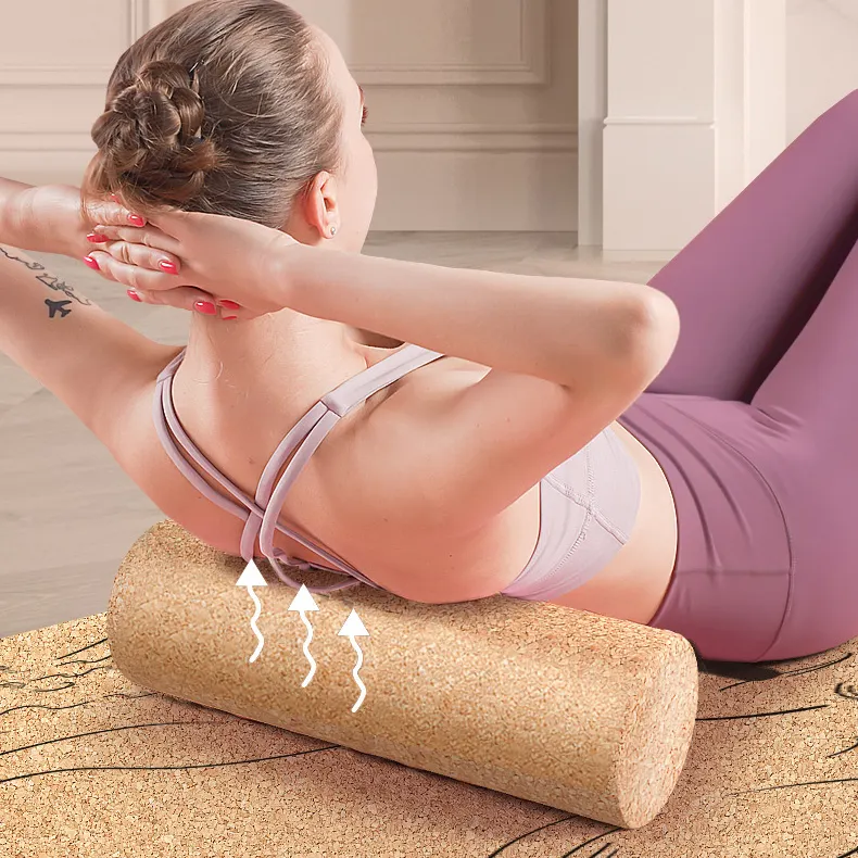 Roller with Non Slip Surface High Density Natural Roller Squat Wedge Quality Non-Slip Cork Yoga Roller