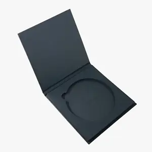 Boîte d'emballage en papier recyclé noir mat de conception Simple pour cd dvd, boîte noire de cd dvd
