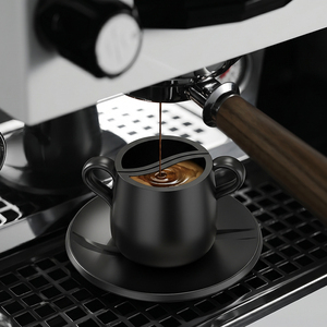 Juego de Tazas de Café de Cerámica con Forma de Grano de Café, Taza Doble de Espresso de 80 ml con Platillo a Juego para <span class=keywords><strong>Barista</strong></span> - Product Image 4